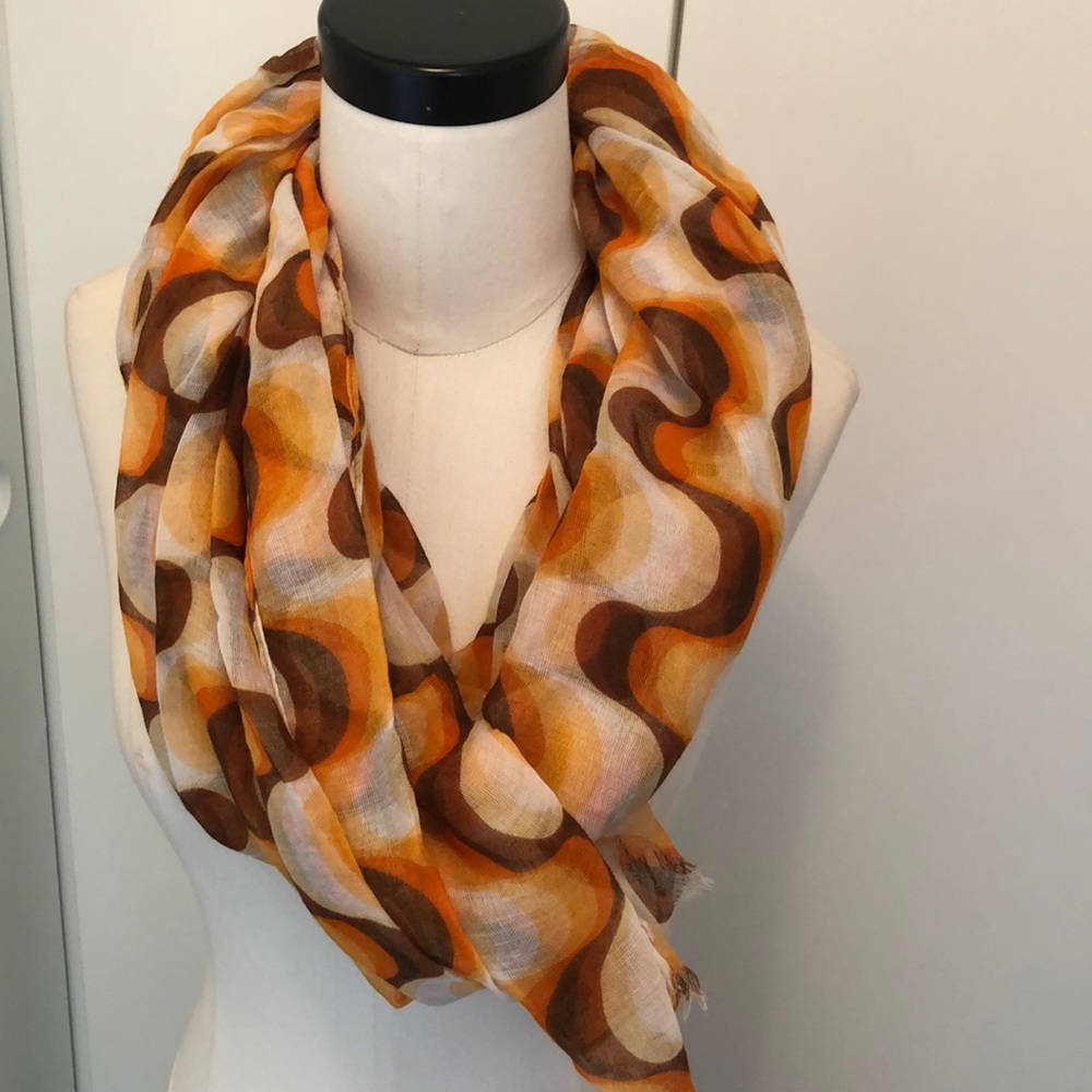 NEW WITH TAGS! Multicolored Lightweight Print Scarf with Frayed Hemline